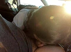 Slutty Coworker Gulps Huge Cock Cum in Car After Public Blowjob!
