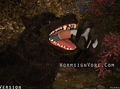 Werewolf devours barefoot cocktail waitress feet and swallows monster load