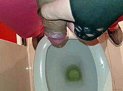 Hubby as woman pees with huge clit latina wife monster cock pov bathroom fetish