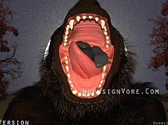 Werewolf devours barefoot cocktail waitress feet and swallows monster load