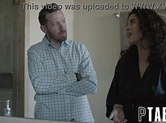 Busty French Stepmom Forces Stepsons Mouth on Her Huge Strapon Cock