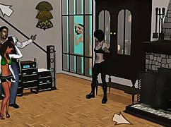 Corlan's hairy pussy cums hard at unexpected party!