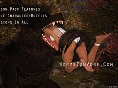 Werewolf devours barefoot cocktail waitress feet and swallows monster load