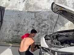 Mechanic Pounds Curvy Latina's Huge Ass Deep