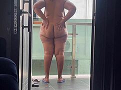 bbw struts outdoors flashing her huge tits and fat ass publicly