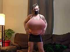 Shanneltrav crossdresses flaunts massive huge transsexual tits boobs