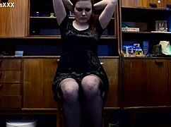 A nymphomaniac redhead housewife masturbates orgasms repeatedly solo toys shaved pussy