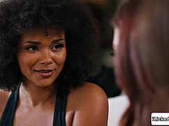 Big tits ebony babe scissoring pussy with roommate and girlfriend in dorm