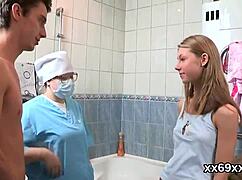 fellow pops virgin cutie's hymen then bangs her tight pussy close up