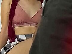 i rip her stockings and pump cum twice deep into my horny argentinian teacher's married pussy while husband waits