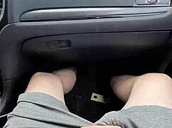 Public car blowjob dares cumshot straight in mouth?