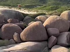 Blonde wife with pink pussy barebacks hung stud on nudist beach cuckolding husband