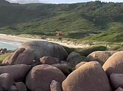 Blonde wife with pink pussy barebacks hung stud on nudist beach cuckolding husband