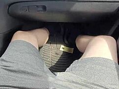 Public car blowjob dares cumshot straight in mouth?