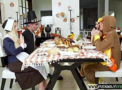 thanksgiving turns into family fuck day with daddy bendin me over doggystyle deepthroat