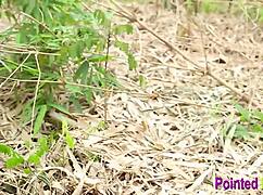 damn sex in the bush feels so good with her big tits and hairy pussy out there 🌳🍆