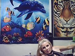 Pornstar gives hot blowjob after full nelson wrestling hold challenge in man vs woman shoot