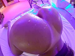 Stepdaughter slut teases daddy bent over begging for doggystyle cum