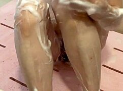 Wife's nipples harden post-period, begging licks in bathroom bliss?