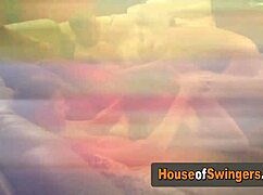 swinger babes grope stunning boobs at pool party 😍👙