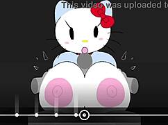 hello kitty's tight holes stretched by massive cock pounding relentlessly