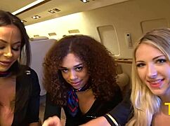 Horny Flight Attendants Kiki Willow & Emma Triple BJ Teddy Tarantino!