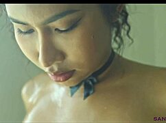 hey skinny asian maid, oil up and finger that pussy in shower?