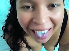 Milf teases cuck with solo play swallows small load