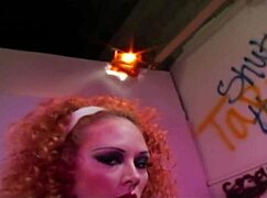 how does that fat redhead slut take double anal in the dirty bathroom?