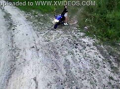 amateur latina redhead couple gets wild with big tits in outdoor public forest voyeur spot