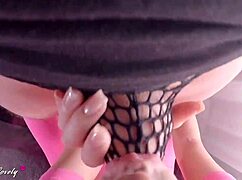 suck this monster cock in fishnets then play with hot cum 🤤💦 female pov