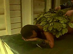 i flash my big fake tits and shaved pussy in russian bath outdoors with monika fox