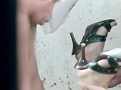 beautiful blonde gets bent over fucked hard by three guys outdoors