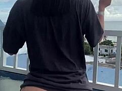 Exhibitionist wife flashes outdoors in solo display