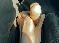 stepsis sneaks a quick cock jerk while i drive the car