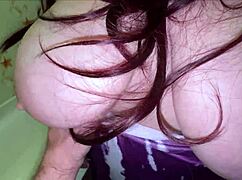 mature milf's big ass bends over bathroom sink for homemade doggy pounding by monster cock