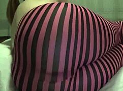 leggings stretched tight over her farting ass cheeks