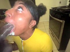 stepsister's ebony thot ass worships my huge cock omg!