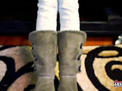 brunette coed sabrina bent over takes interracial cumshot facial after twat pounding