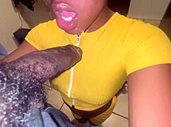 stepsister's ebony thot ass worships my huge cock omg!