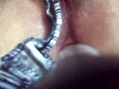 sniffing and stroking with her naughty thong in the kitchen