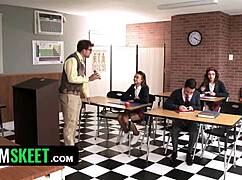 wanna see cute nikki nicole threesome with camilla cream licking pussy in class?