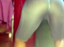 sexy brunette shakes her huge ass during intense workout session