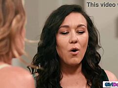 damn, that petite milf footfucks her blonde neighbor's wet pussy good