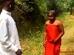 Indian college girlfriend rides big black cock outdoors with lover in bushes