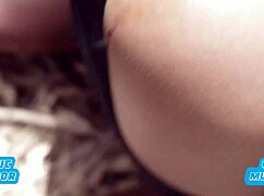 petite ebony takes huge raw anal outdoors with massive creampie twice