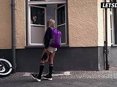 daisy lee's big fake tits bounce fucking bbc spooning in hostel, cumshot on roommate's boobs!