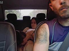 hey, that app driver picks up horny bisexual latina lesbians from the party for car fun... juicy!