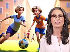 What if AI mom and handsome son play soccer turning into french foot fun?