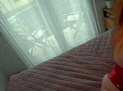 check out this cute redhead couple as she deepthroats and swallows monster cock pov